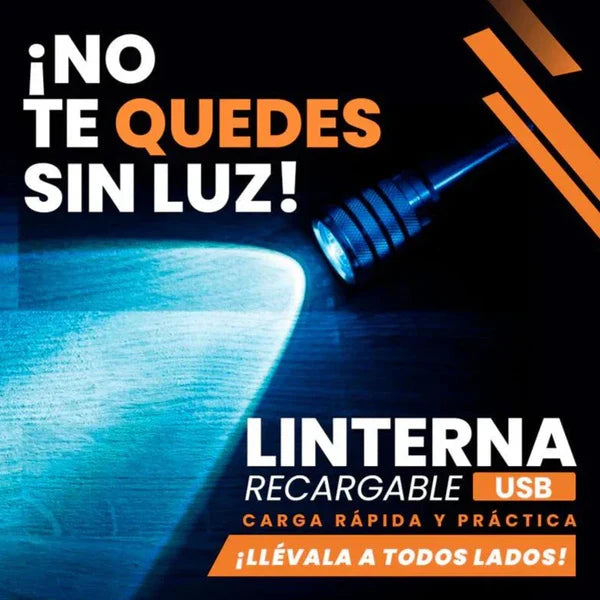 COMPRE 1 Y LLÉVETE 2 - Linterna Táctica CarbonoPro USB